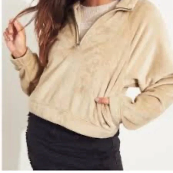 Hollister Women’s Tan Fleece Sweater Size Large - Picture 2 of 12